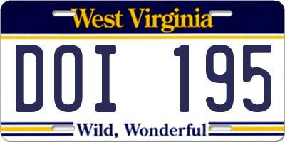 WV license plate DOI195