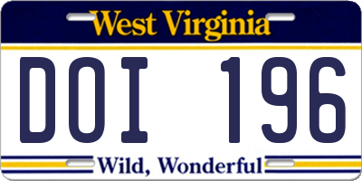 WV license plate DOI196