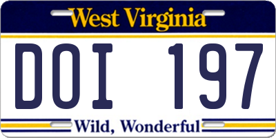 WV license plate DOI197
