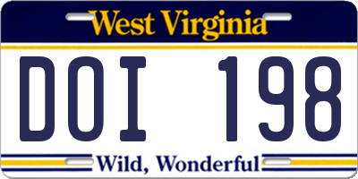 WV license plate DOI198