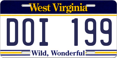 WV license plate DOI199