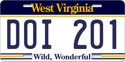 WV license plate DOI201