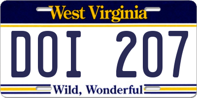 WV license plate DOI207