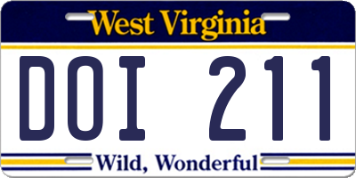 WV license plate DOI211