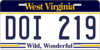 WV license plate DOI219