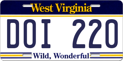 WV license plate DOI220