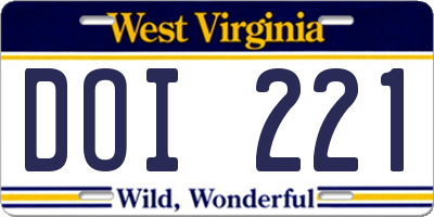 WV license plate DOI221