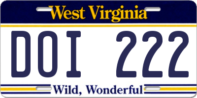 WV license plate DOI222