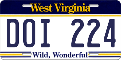 WV license plate DOI224