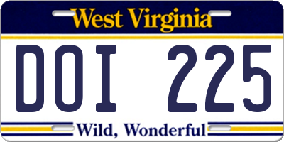 WV license plate DOI225