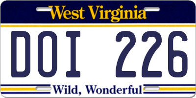 WV license plate DOI226