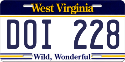WV license plate DOI228