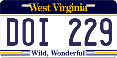 WV license plate DOI229