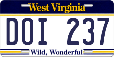 WV license plate DOI237