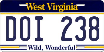 WV license plate DOI238