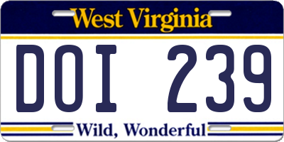 WV license plate DOI239
