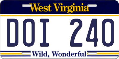 WV license plate DOI240