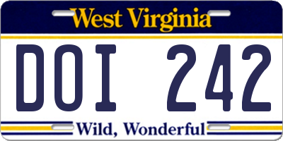 WV license plate DOI242