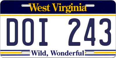 WV license plate DOI243