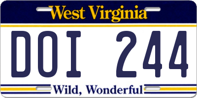 WV license plate DOI244