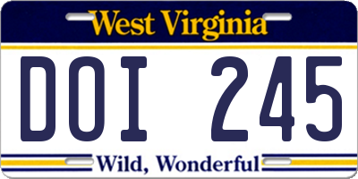 WV license plate DOI245