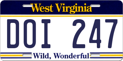 WV license plate DOI247