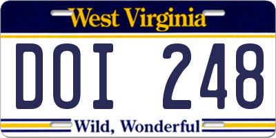 WV license plate DOI248