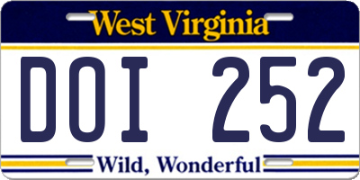 WV license plate DOI252