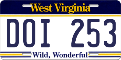 WV license plate DOI253