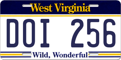 WV license plate DOI256