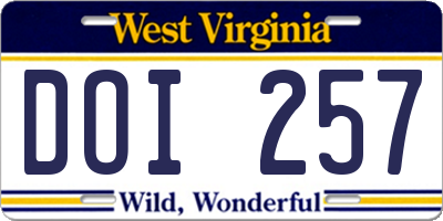 WV license plate DOI257