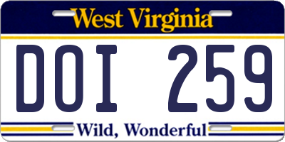WV license plate DOI259