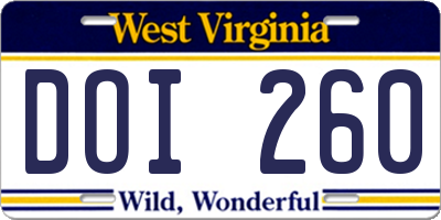 WV license plate DOI260