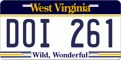 WV license plate DOI261