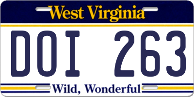 WV license plate DOI263