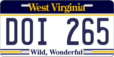 WV license plate DOI265