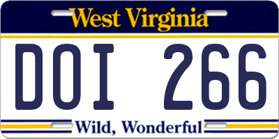 WV license plate DOI266