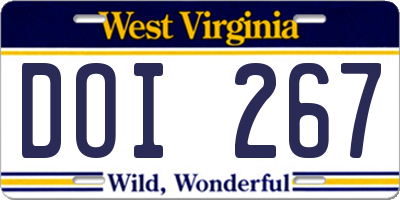WV license plate DOI267