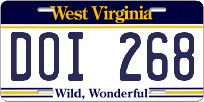 WV license plate DOI268