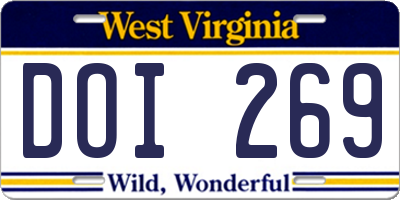 WV license plate DOI269