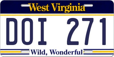 WV license plate DOI271