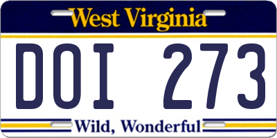 WV license plate DOI273