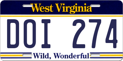 WV license plate DOI274