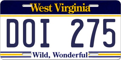 WV license plate DOI275