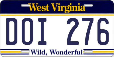 WV license plate DOI276