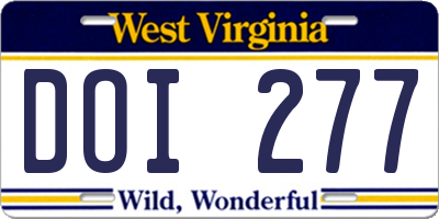 WV license plate DOI277