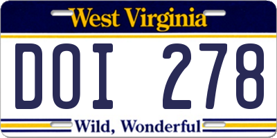 WV license plate DOI278