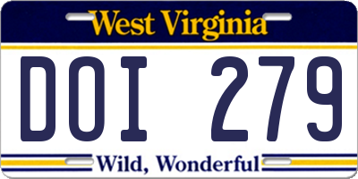 WV license plate DOI279