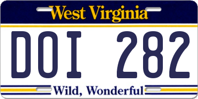 WV license plate DOI282