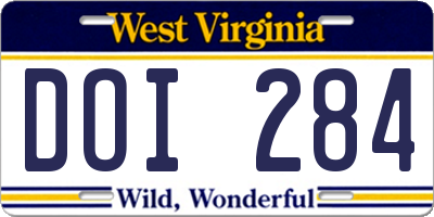 WV license plate DOI284